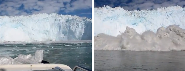 Un trozo de un gigantesco glaciar se rompe y provoca un pequeño tsunami