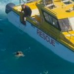 Un hombre es rescatado en aguas infestadas de tiburones en Australia