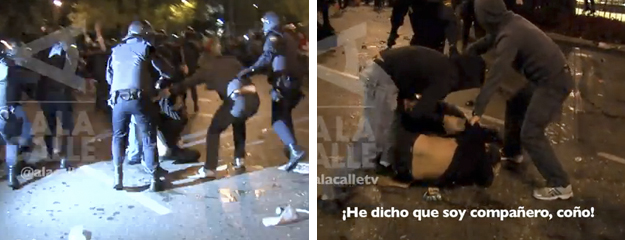 25-S: Un policía de paisano, a otro uniformado: ''¡Qué soy compañero, coño!''