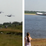 Dos aviones Be-200 recogen el agua del río Ob