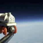 Un tren de juguete en el espacio