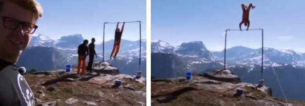 Richard Henriksen casi muere haciendo salto BASE acrobático desde una barra fija