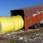Camionero cargando rollos de algodón