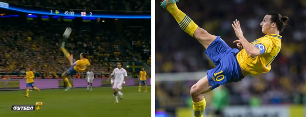 Zlatan Ibrahimovic marca un golazo de chilena desde 25 metros contra Inglaterra