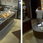 Un ladrón intenta robar en una panadería y el jefe del establecimiento lo tumba de un puñetazo en la cabeza