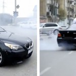 Miembro de la mafia chechena liándola con un AK47 sobre un BMW M5