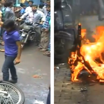 Una chica se venga de un vecino acosador quemándole la moto