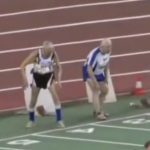 Dos hombres de más de 90 años se retan en una carrera de atletismo