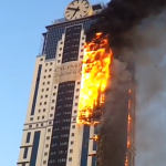 Arde el mayor rascacielos de la capital de Chechenia