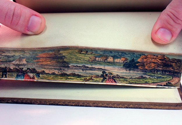 Cuadros del siglo XIX pintados en los bordes de los libros