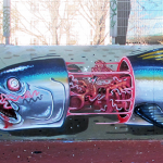 Impresionantes los graffitis de animales diseccionados de Nychos