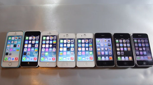 Comparativa de velocidad entre todos los iPhones, desde el 2G hasta el 5S