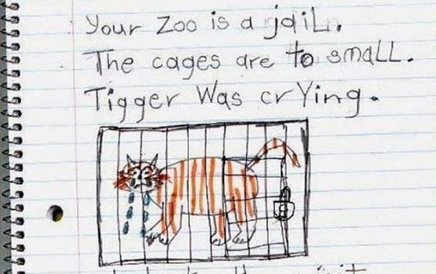 Dibujo de un niño de 6 años después de la visita a un zoo