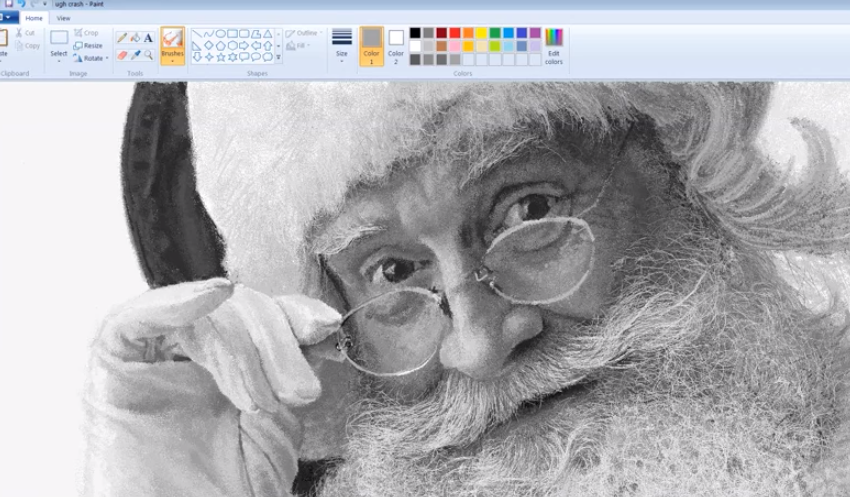 Santa Claus dibujado con las herramientas de Microsoft Paint