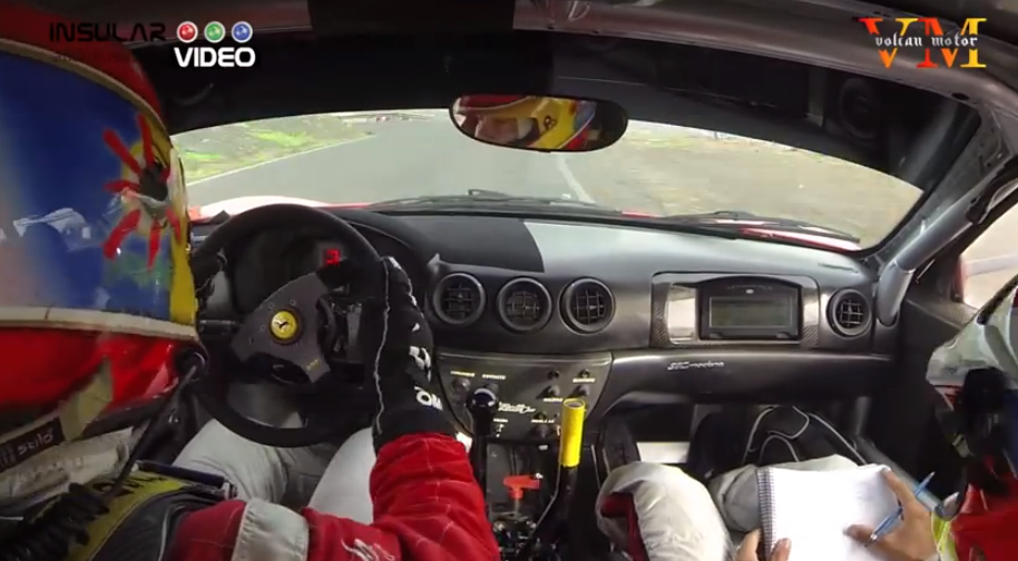 Yeray Lemes pilotando su Ferrari 360 en el Rally Isla de Lanzarote
