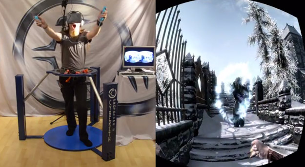Realidad virtual completa: Skyrim + Cyberith Virtualizer + Oculus Rift + Wii Mote