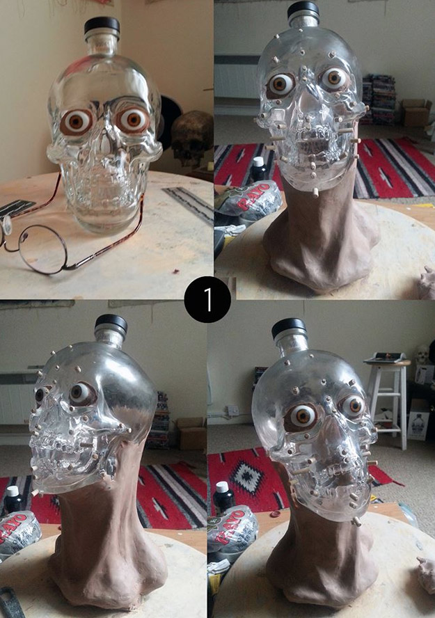 Un artista forense reconstruye la cara de una botella de vodka