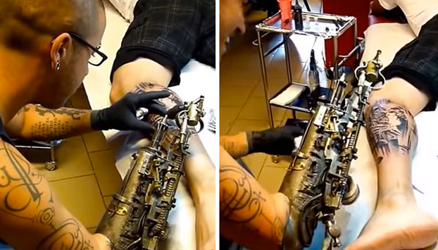 Este tatuador que perdió un brazo consigue la primera prótesis con máquina tatuadora