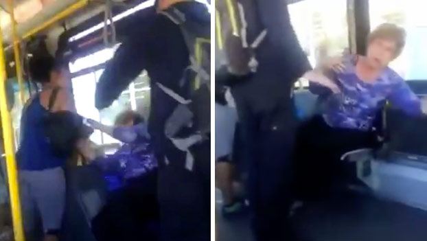 Una mujer noquea a una anciana que había escupido a su novio discapacitado en el autobús
