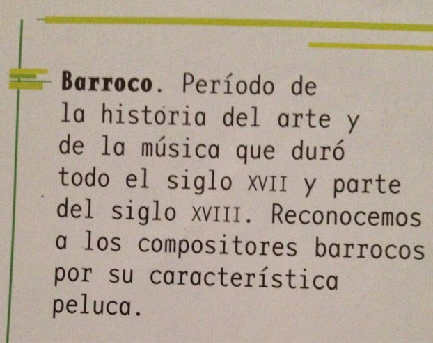 Explicación de lo que es el Barroco en un libro de texto de 6º de primaria (11 años)