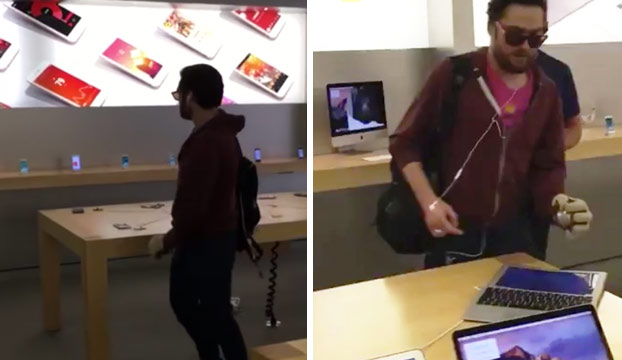 Un joven entra en una Apple Store y empieza a destrozar todos los iPhone 7 con una bola de petanca
