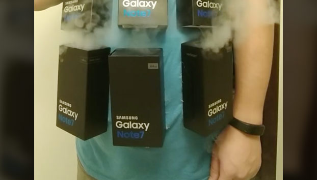 Alguien tenía que hacerlo: Se hace un disfraz 'explosivo' con el Galaxy Note 7