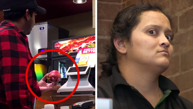 Deja en shock a los empleados al pagar con una manzana