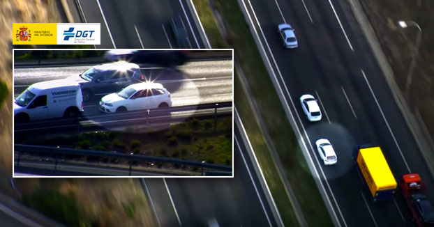 La carretera no es un circuito. Vídeo grabado por la DGT desde un helicóptero