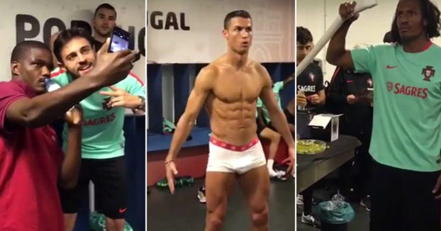 La selección de Portugal se marca un Mannequin Challenge con Cristiano Ronaldo en calzoncillos