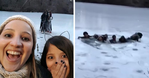 Un grupo de adolescentes cae en un lago congelado de Central Park al intentar hacerse un selfie (Vídeo)