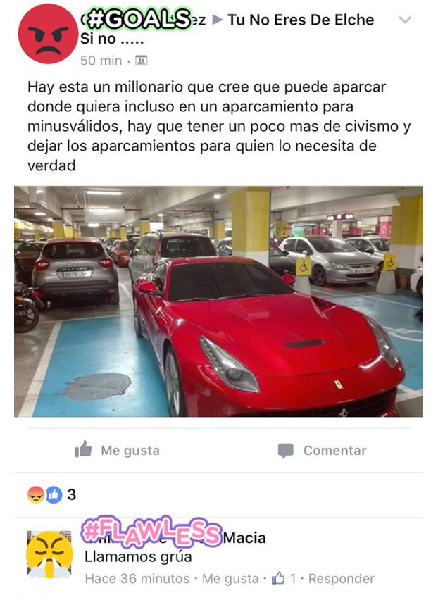 El cofundador de Hawkers aparca su Ferrari en una plaza para minusválidos y así responde cuando lo pillan