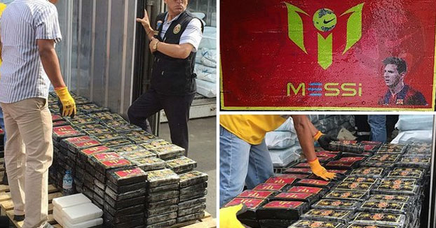 Decomisan más de una tonelada de cocaína con fotos de Messi que iba a ser enviada a Bélgica