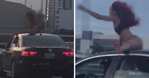 Se pone a hacer twerking encima del coche en plena autopista de Miami