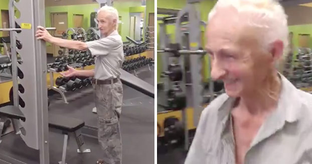 Llevó a su padre de 90 años al gimnasio y este le demostró que todavía está en buena forma