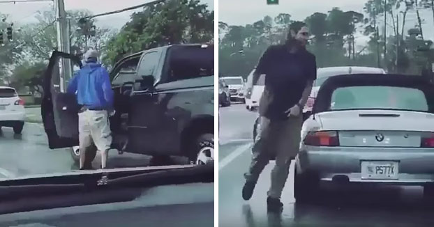 Pelea en la carretera: Le rompe la ventanilla de un puñetazo y le echa gas pimienta