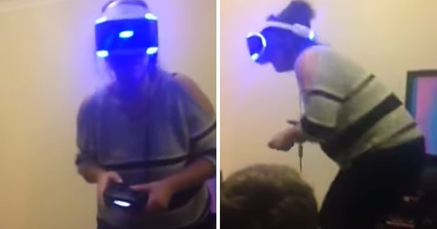 400 euros a la basura: Chica jugando al Resident Evil con las Playstation VR