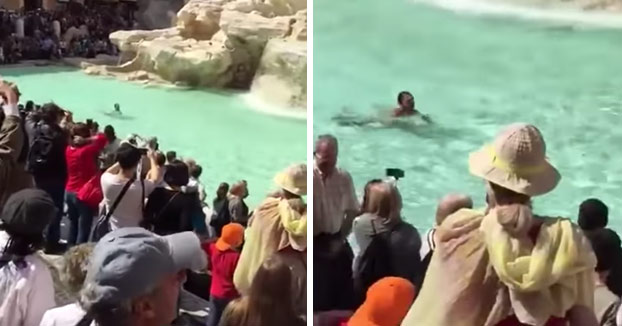 A este turista le dio por hacerse unos largos desnudo en la Fontana de Trevi