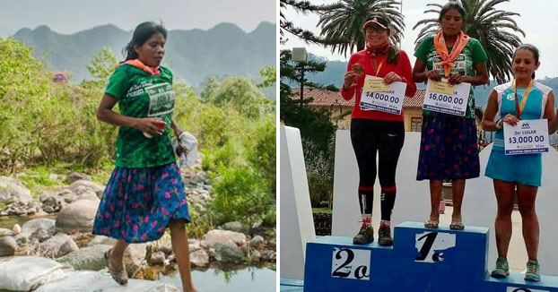 Una mujer gana una maratón en sandalias y falda, sin hidratación y tras caminar dos días para llegar a la carrera