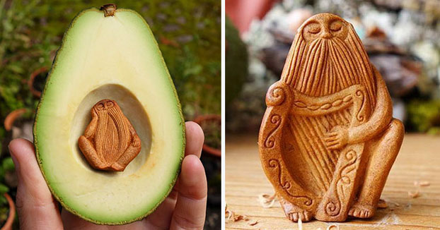 Todo el mundo tira el hueso de los aguacates, ella los talla en forma de criaturas mágicas