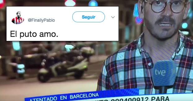 Las redes aplauden a un joven que se cuela en el directo de TVE con esta camiseta por las Ramblas