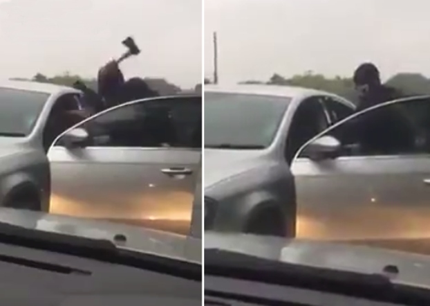 hombres encapuchados atacan con hacha conductor