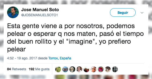 José Manuel Soto publica un tuit relacionado con los atentados y en Twitter empieza el cachondeo