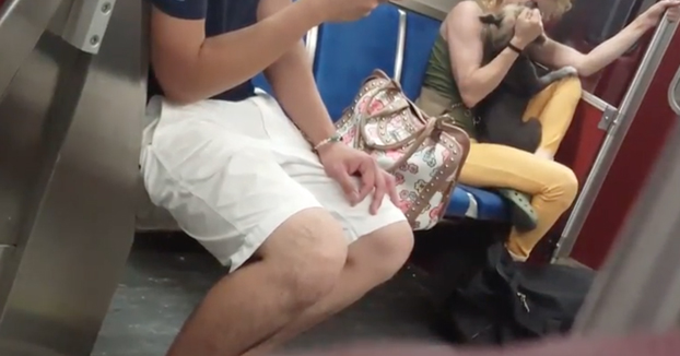 Graban a una mujer mientras golpea y muerde a su perro en un vagón de metro