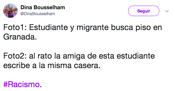 Foto 1: Estudiante e inmigrante busca piso en Granada. Foto 2: La amiga de esta estudiante escribe a la misma casera