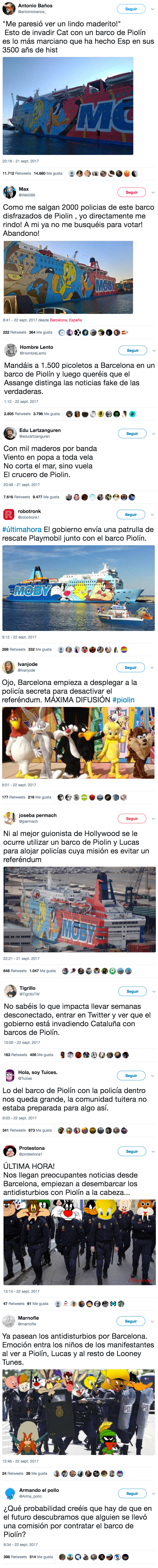 Twitter se cachondea del barco de Piolín donde se hospedan los agentes para el 1-O