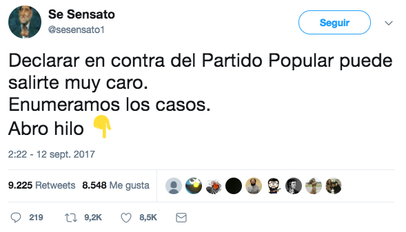 Declarar en contra del Partido Popular puede salirte muy caro. Enumeramos los casos