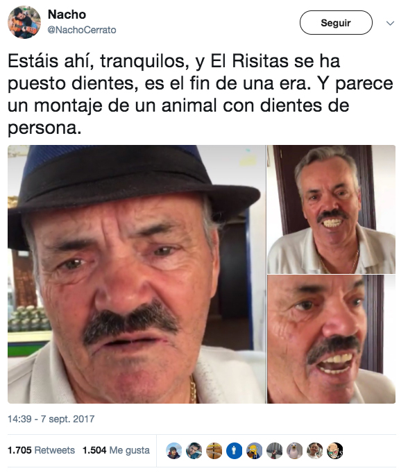 Es el fin de una era: El Risitas se ha puesto dientes y ahora parece un montaje de un animal con dientes de persona