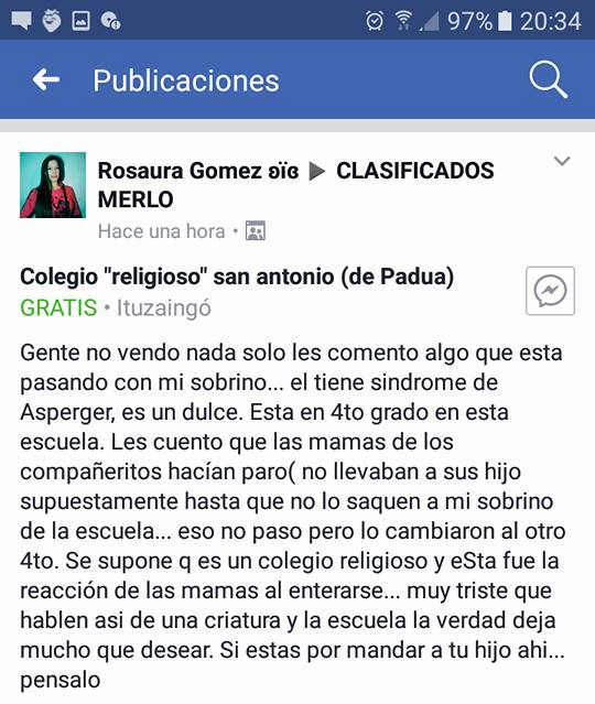 Unas madres celebran en un grupo de WhatsApp que un compañero con Asperger ya no estará más en clase con sus hijos