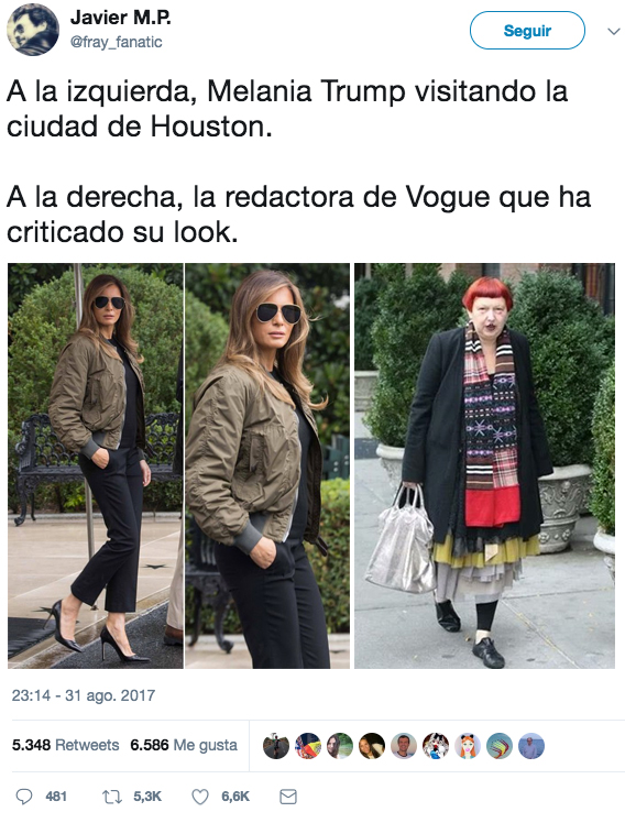 Una redactora de Vogue critica el look de Melania Trump y en Twitter empiezan las comparaciones y el cachondeo