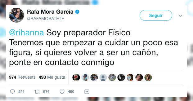 Rafa Mora se ofrece como preparador físico de Rihanna y no tardan en responderle...